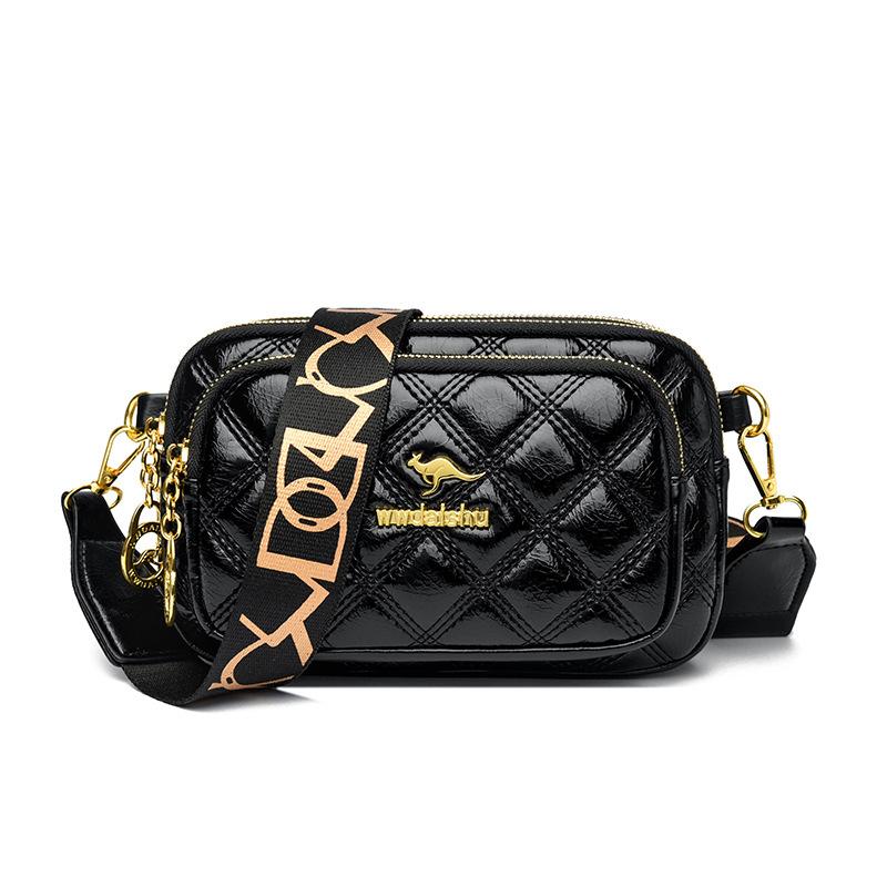 

Rhombus bag new fashion casual women s versatile three-layer small satchel чёрный