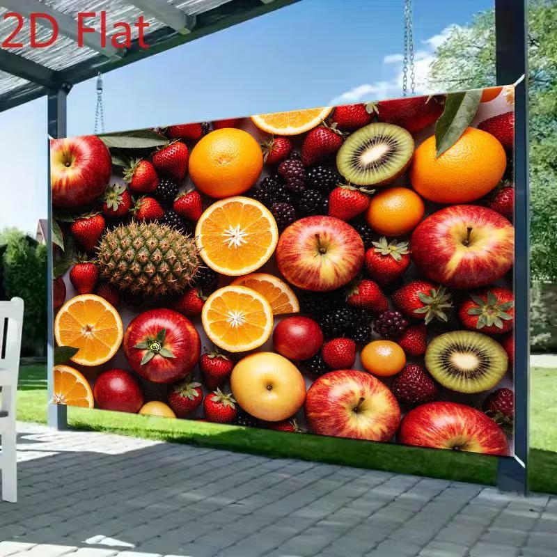 2D Flat Colorful Fruit Backdrop Summer Healthy Food Background Cloth