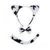 Cow Costume Accessory Set 3Pcs Cow Ear Headband Bow Tie Tail Kit Cute Animal Cosplay Props for Halloween Party Dress‑up