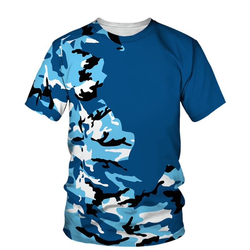 Summer Camouflage T-shirt Men's Clothing Camouflage Pattern 3D Printed T-shirt Casual Loose Version Popular Top Short Sleeved
