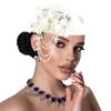 European American Retro British Felt Turban Hat Women's Church Derby Rhinestone Tassel Beret Hat