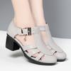 Fashion GKTINOO Genuine Leather Shoes Gladiator Sandals For Women Large Size Non-slip High Heel Sandals Summer Ladies Shoes