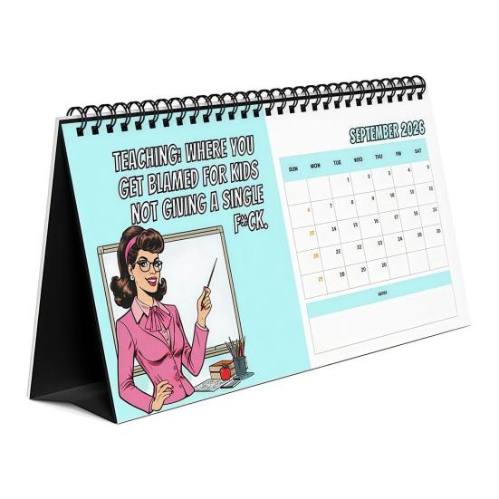 2026 Funny Teacher Swear Desk Calendar 12 Months of Humorous Rants & Motivational Quotes Daily Encouragement Gifts for Educators