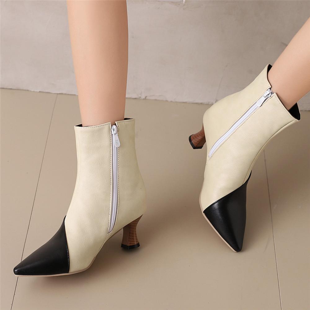 Fashion Sexy Strange Thin Heel Splicing Chelsea Ankle Boots Women Autumn Winter Shoes Woman Pointed Toe High-Heeled Fashion Short Bootie