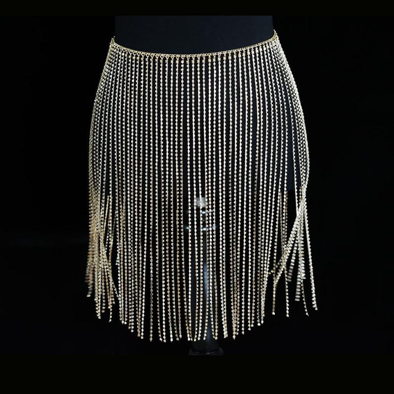 Waist Chain Body Chainsexy Shiny Tassel Rhinestone Skirt Belly Dance Body Chain