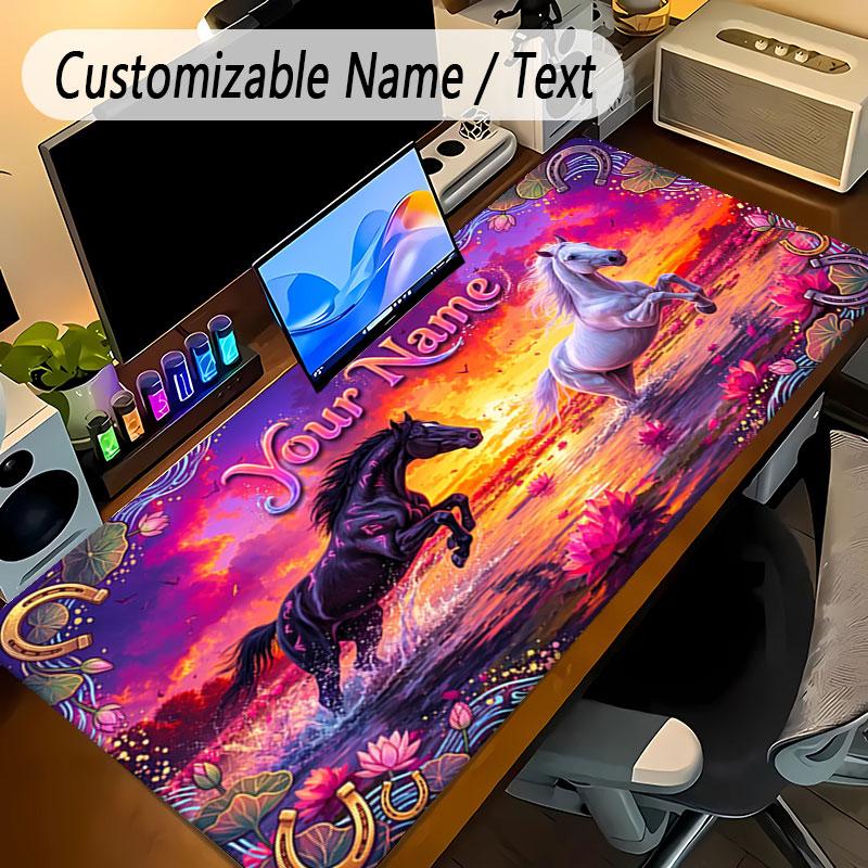 Podložka pod myš s koňským motivem, personalizovaná, s vlastním textem jména, protiskluzová podložka na stůl pro notebook, kancelářský stůl