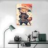 Red Panda Samurai - Japanese Art Metal Poster Customized Wall Art Retro Vintage Tinplate Signs for Man Cave Decoration Gaming