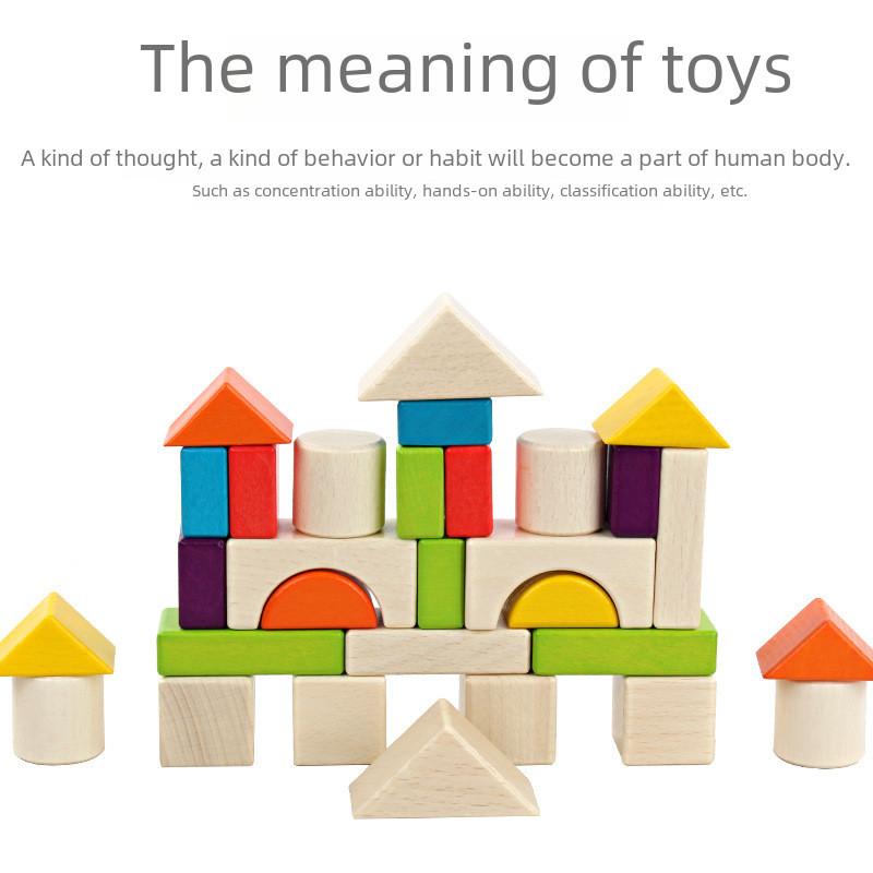 Colorful Box Wooden Large Building Blocks Early Learning Educational Kids Toy