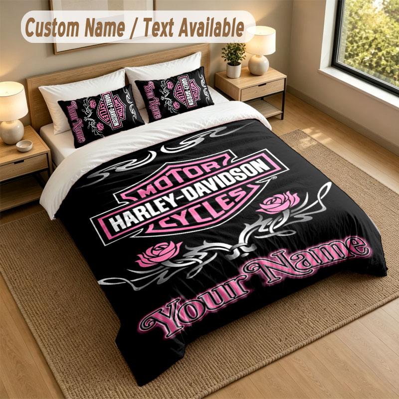 Set Biancheria da Letto 1 Copripiumino 2 Federe Stampa Harley-Davidson Morbido Tessuto per Letto Decorazione Camera da Letto
