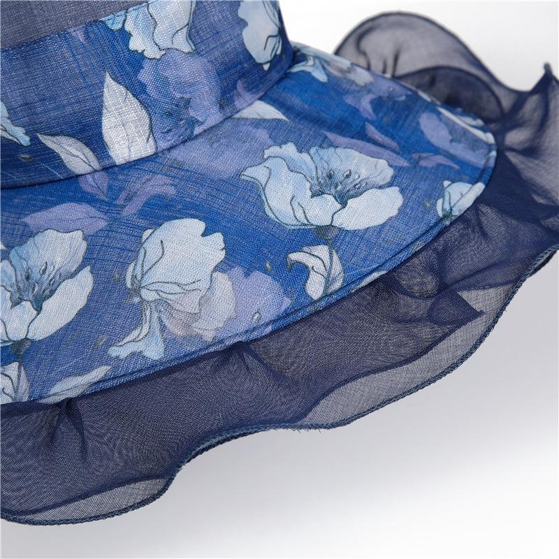 Hat women's summer thin cool hat new sunshade bucket hat outdoor big eaves foldable beach hat