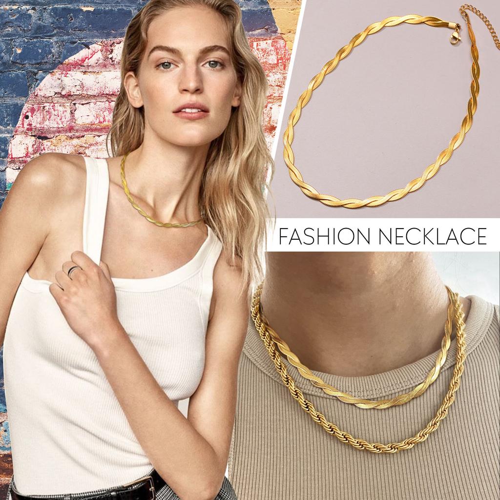 Stainless Steel Strap Chain Handmade Chain Necklace for Women,Gold Color Flat Snake Chain Mesh Necklaces,Classic Jewelry Gifts