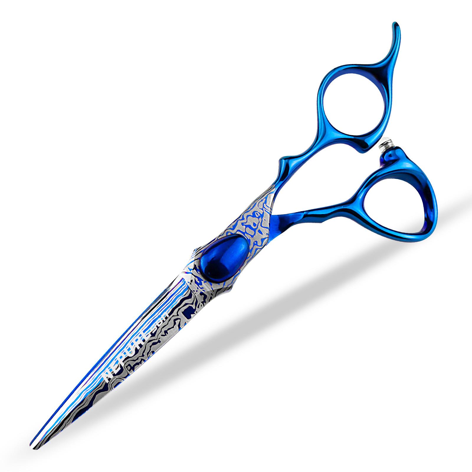 6.0 inch Nepson blue hair scissors haircut flat scissors bangs scissors thin scissors 6.0inch blue damascus flat shears