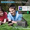 Emergency Weather Radio, 4000MAh Weather Alert Radio Solar Charging, Hand Crank & USB , AM/FM Radio - Gray