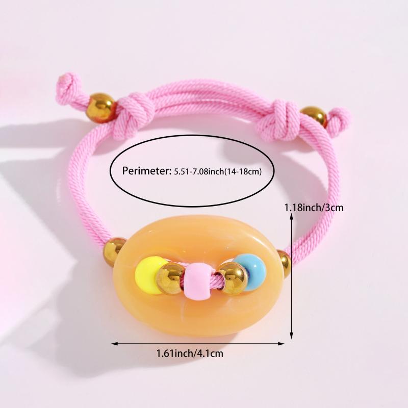 1Pcs Stylish Two Tone Handmade Rope Bracelet Adjustable Wrist Chain With Pig Nose Charm Jewelry Accessory For Women