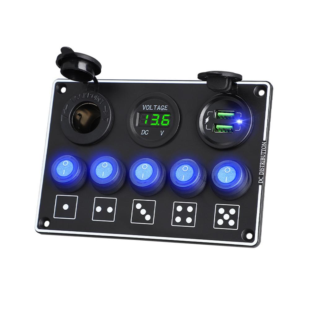 Fast Charge LED Voltmeter 12V/24V Car RV Modification Accessories Multi Switch Waterproof Dust-Proof Mobile Phone Charger Panel