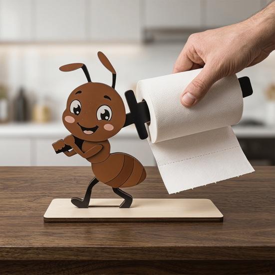 Handmade Wood Bathroom Tissue Stand Funny Animals Wooden Toilet Paper Holder, 3D Animal Decor, Cute Cartoon Sturdy Roll Free Standing for Home,