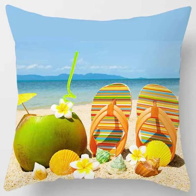 Double Sided Paradise Beach Pillow Case Summer Relaxation Small Gift for Friends and Travel Enthusiasts 45cmx45cm