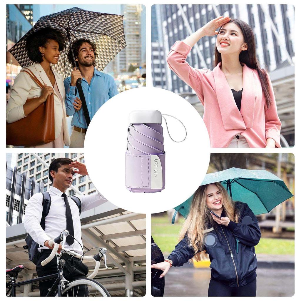 Mini Travel Umbrella Rainproof Sunproof UV Protection UPF 50 Folding Sun Umbrella Travel Size For Kids Women Adults Summer Beach