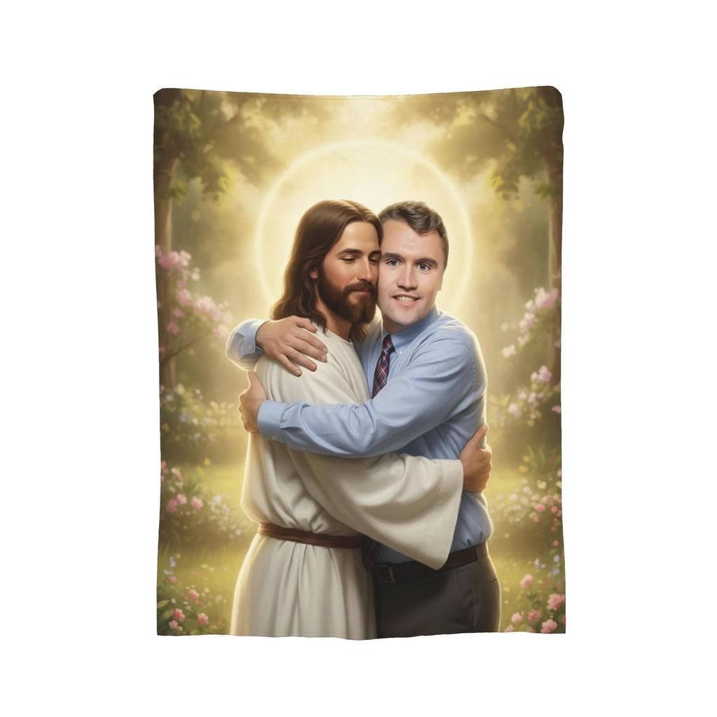 Charlie Kirk Embrace God Blanket Fleece Spring/Autumn  Multi-function Lightweight Thin Throw Blanket for Home Outdoor Bedspread