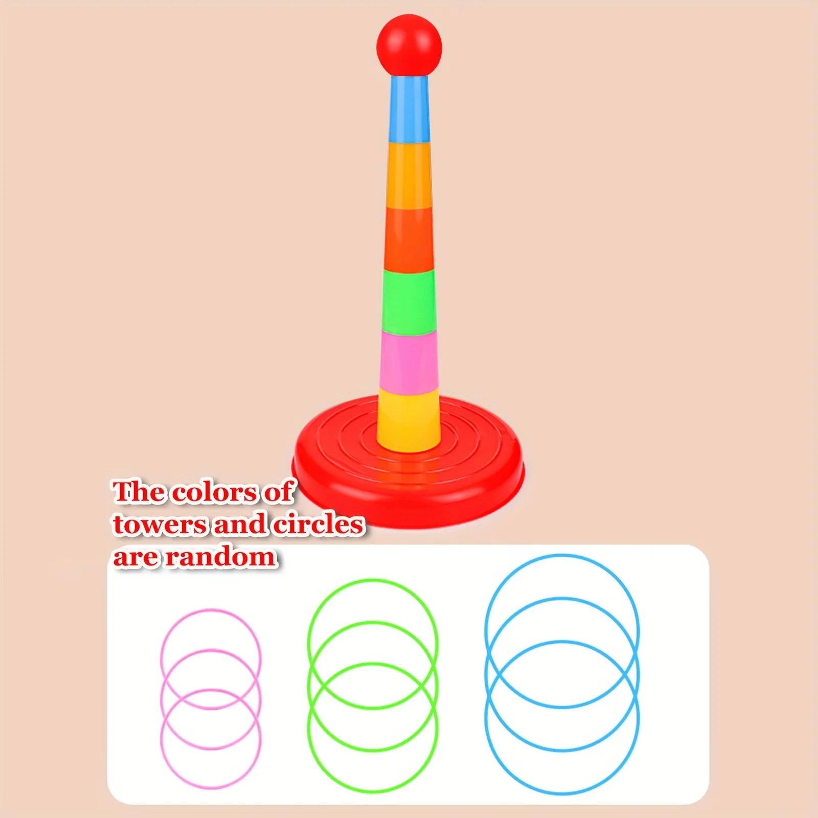 Children s Game Tower Throwing Ring Toy, Interactive Family Fun Puzzle Toy, with Throwing Ring, Christmas Gift красный