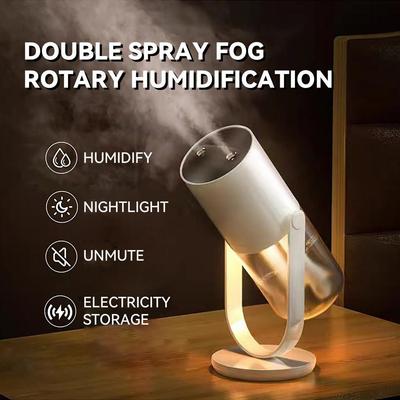 Difusor de Aroma para Carro e Escritório de Grande Capacidade 450ML, Névoa de Duplo Spray, Dispositivo de Umidificação Rotativo, Umidificador de Ar Portátil para Mesa