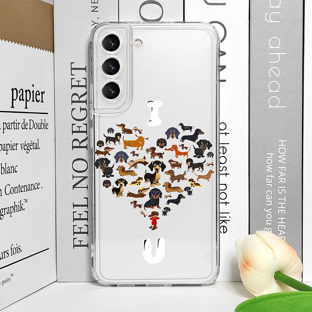Cute Animal Cartoon Dachshund Dog Clear Phone Case for Xiaomi Redmi Note 14 Pro Plus 13 12 11 10 PRO 14C 13C 12 9T 5G Soft Cover