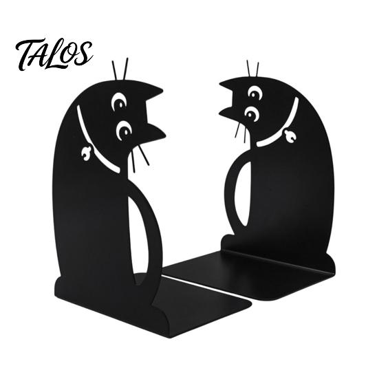 Par de Sujeta Libros Metálicos, Sujeta Libros de Gato, Sujeta Libros Lindos para Estanterías, Tope de Soporte Decorativo Resistente, Decoración para Escritorio de Oficina en Casa, Estantería