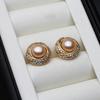 New Natural Freshwater Pearl Earrings For Woman,Flat 18k Gold Palted Pearl Earrings Wife Anniversary Gift White Pink Black