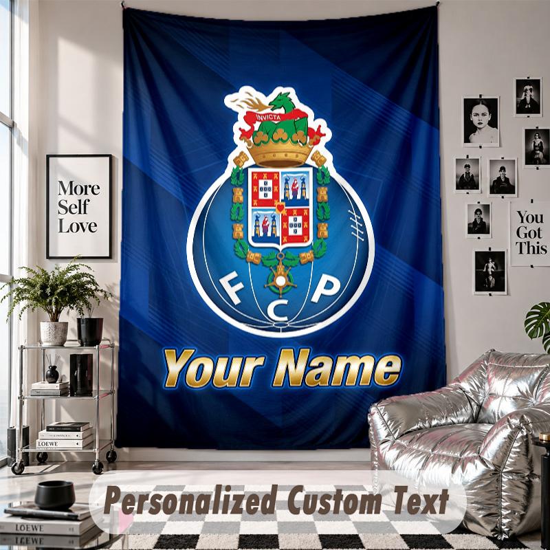 Custom Tapestry Wall Hanging, FC Porto Personalized Name Text Home Wall Decor