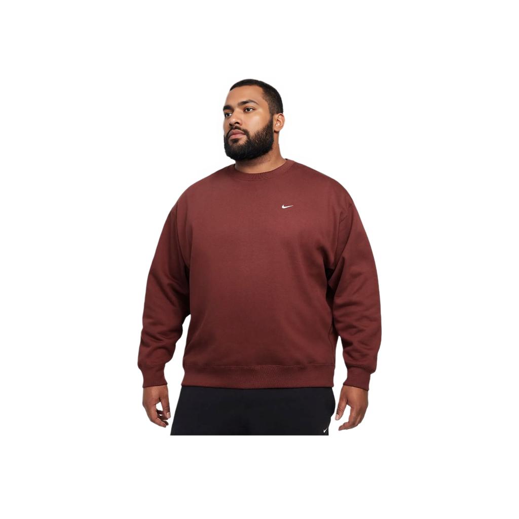 Nike Solo Swoosh Round Neck Comfortable Casual Fleece Long Sleeve Sweatshirt Men Sweatshirt Brown White DX1361-231