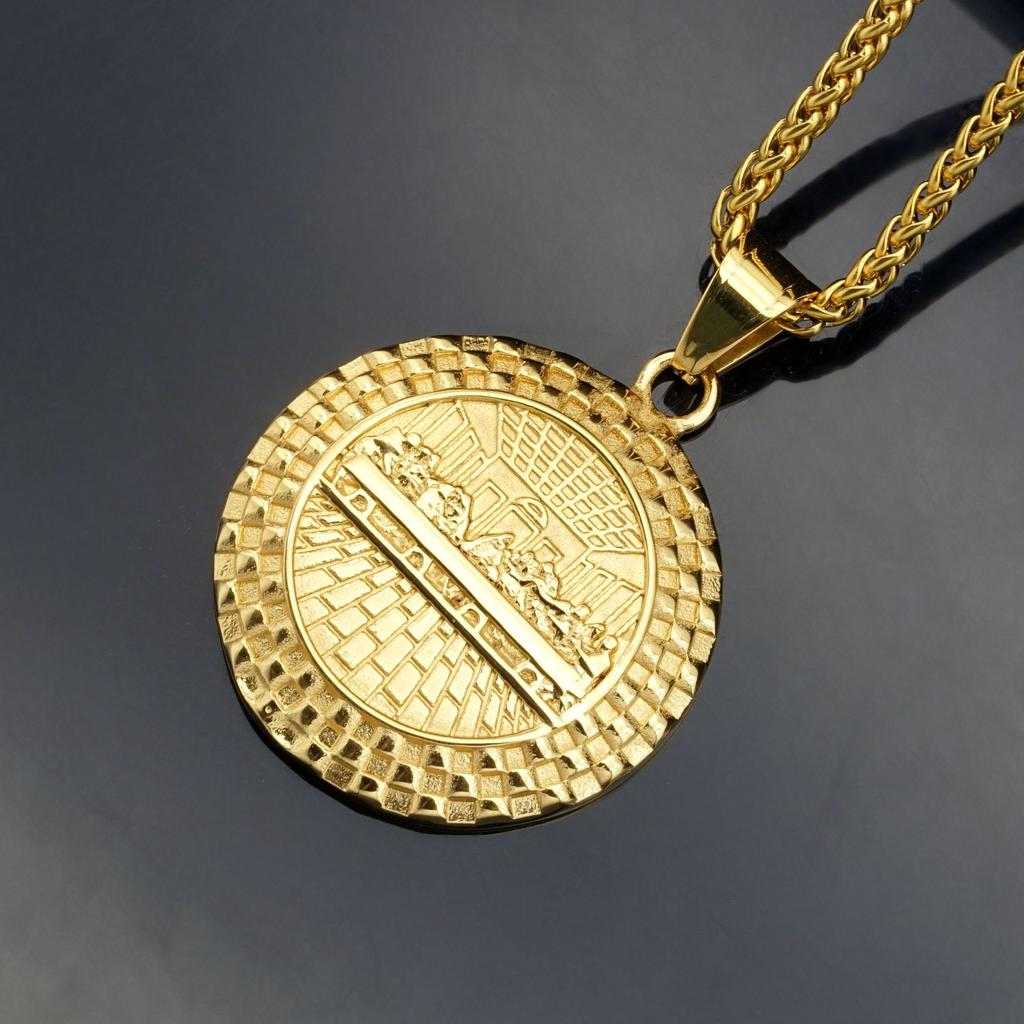 1pc Hip Hop Gold Color Last Dinner Pendant Necklace Ornament 316L Stainless Steel Pendants Party Jewelry for Men Women