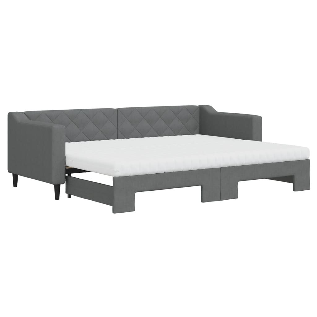 Vidaxl Sofa Rozsuwana Z Materacami, Ciemnoszara, 80X200 Cm, Tkanina