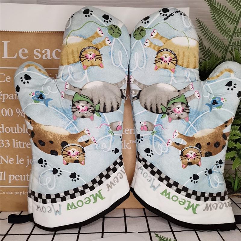 1 st 18x33cm Tjock Bomull Tryckt Stor Grytvante Bakhandske Värmepanna Mikrovågsugn Isolering Köksredskap Festgåva