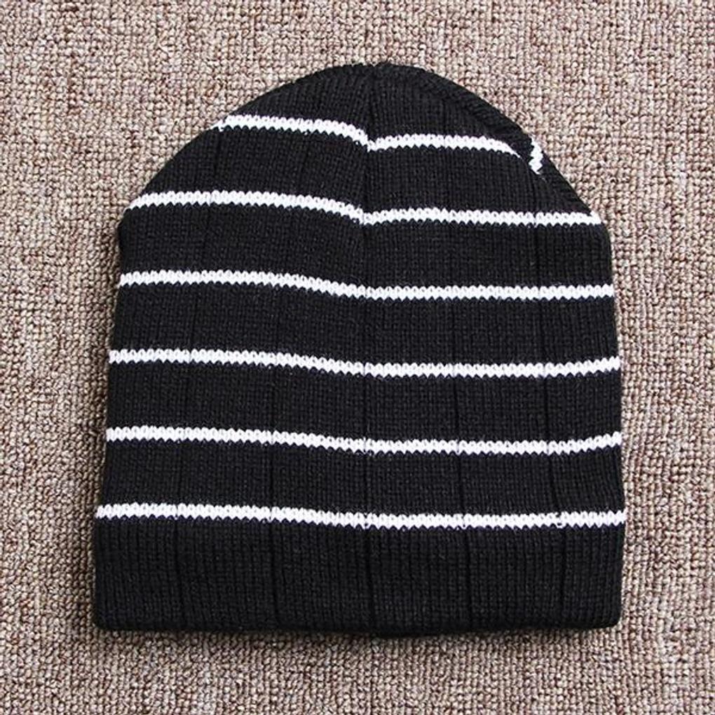 Winter Gestreifte Mütze/Gestrickte Fleecegefütterte Mütze