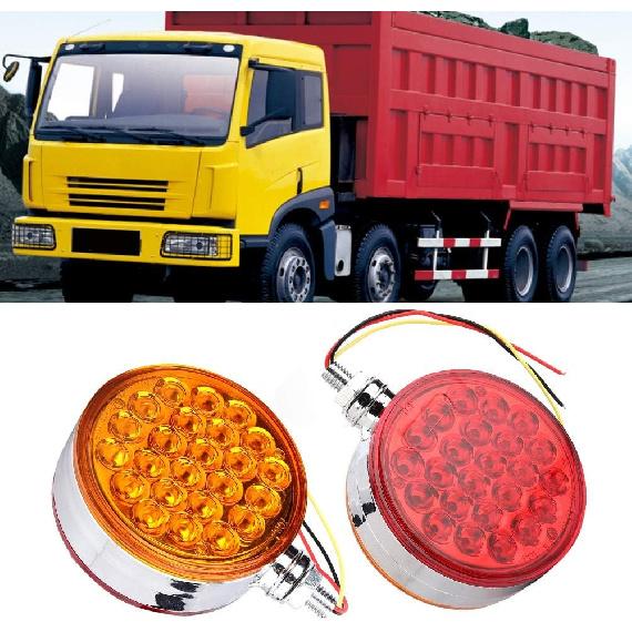 Aramox LED Marker Light, 48LED Double Face Single Stud Mount Side Marker Reflective Sealed Light for Trailer Truck