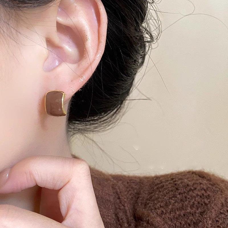 Autumn/Winter Myriad Series Retro Coffee Light Luxury Stud Earrings - Versatile Women's Style.