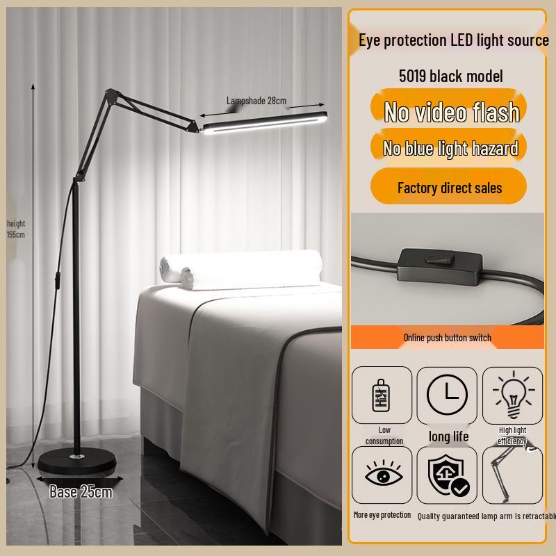 Beauty Salon Floor Lamp for Nails, Eyelash & Eyebrow Embroidery, Acne Removal, and Shadowless Cold Light Work