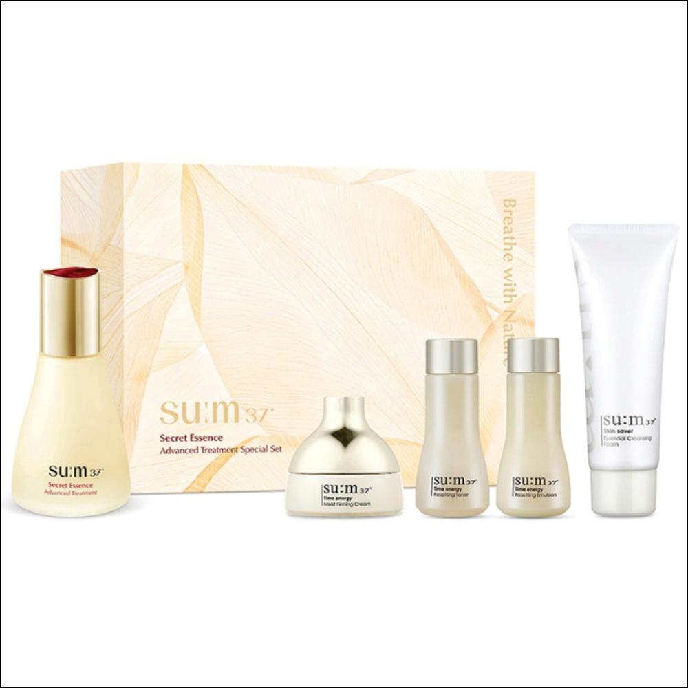 

[SU:M37°] Secret Essence Advanced Treatment 45ml Special Set - 4th Gen Pore Barrier Care, Fermented Miracle Essence, Luxury K-Beauty Gift Set SET (Serum,Toner, Emulsion, Cream, Cleasing)