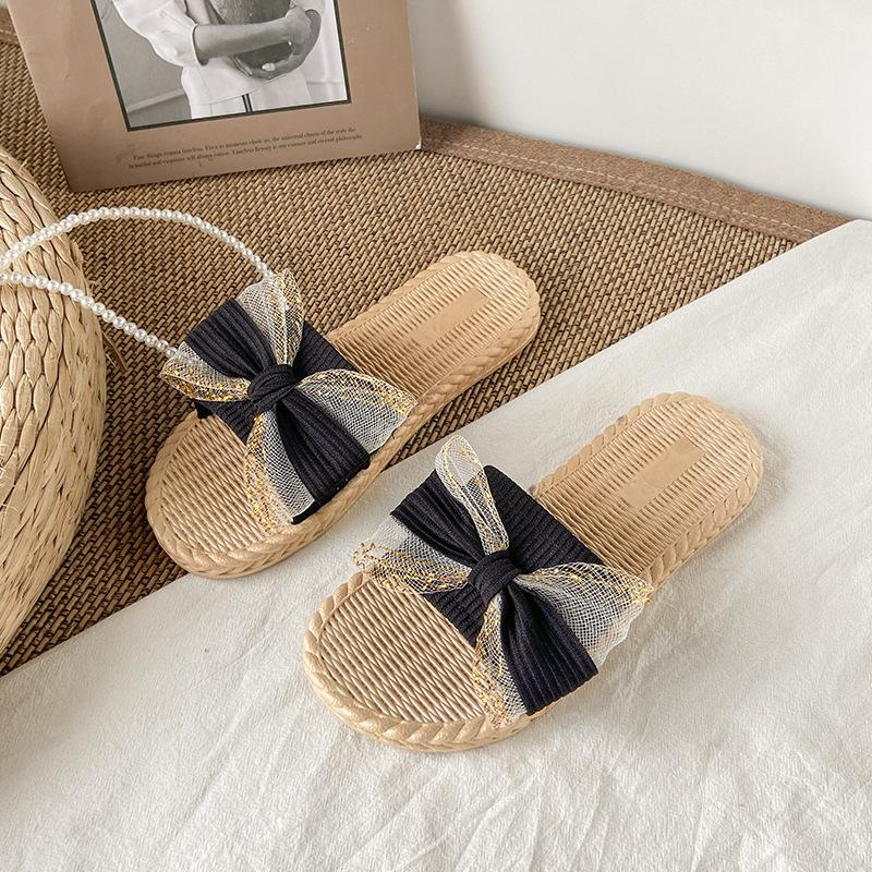Ladies New Slippers for Summer Wear, Fashion Bow, Fairy Wind Beach Shoes, Sandals, Indoor and Outdoor Slippers