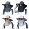 Men Fisherman Hat Wide Brim Breathable Mesh Design Quick-Drying Bucket Hat with Neck Shawl Face Guard Outdoor Fishing Hat