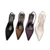 French high heels black temperament bag head sandals fairy shoes 2025 new spring and summer thin heel pointed single shoes