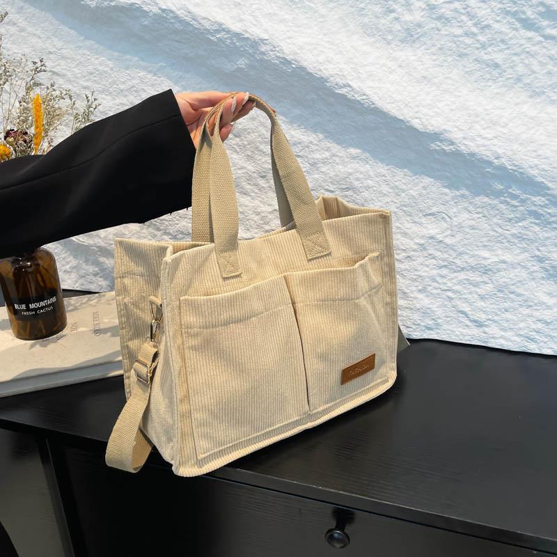 Soft Corduroy Contemporary Handbag Featuring Single Shoulder Strap For Wear Comfortable