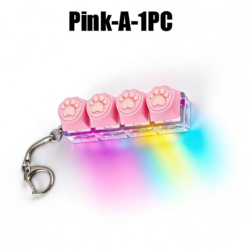 Led Light-Up Keychain Keyboard Clickable Button Fidget Toy For Stress Anxiety Relief Portable Desk Accessory Office Decor Gift