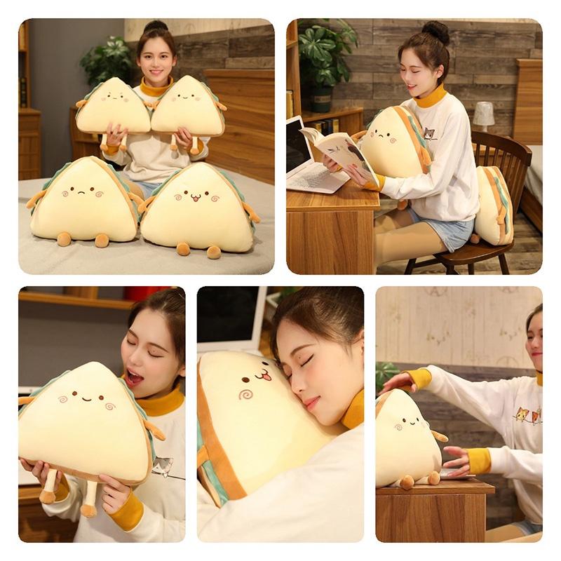 Cute And Cozy Sandwich Cake Plush Pillow Cushion With Four Expressions