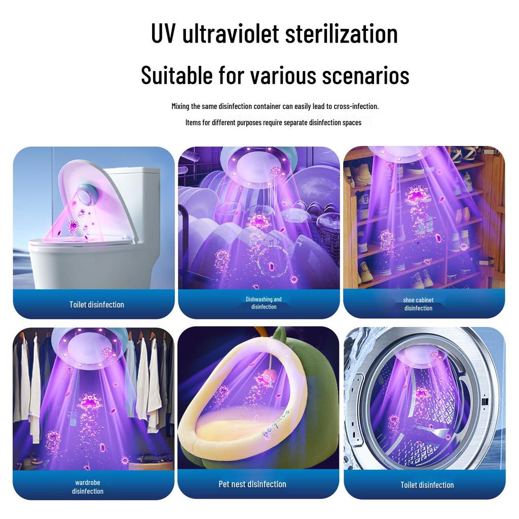 Portable UV Wardrobe and Bathroom Sterilizer with Rechargeable Induction Light for Deodorization and Odor Removal