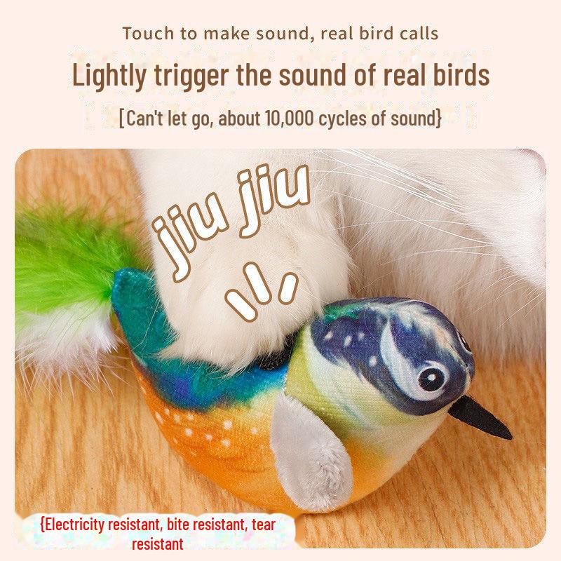 Katzenspielzeug: Selbstunterhaltende Vogelschaukel mit elastischem Feder-Teaser