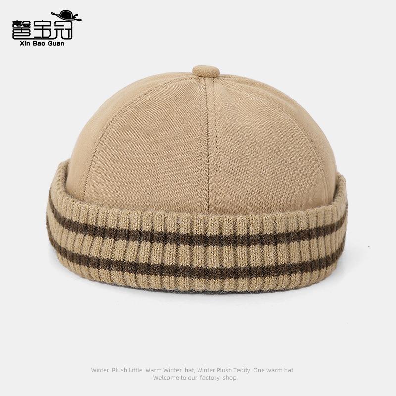 Retro melon fur hat neutral couple autumn and winter warm hat yuppie personalized knitted striped landlord hat