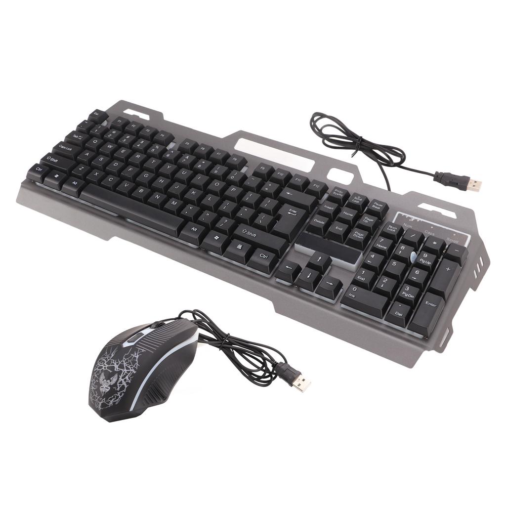 Combo Teclado e Mouse para Jogos 104 Teclas Ergonomicamente Sensação Mecânica Com Fio USB Conjunto Teclado Mouse para Jogos