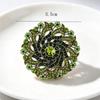 Vintage Antique Bronze Brooch Sparkling Green Rhinestone Floral Design For Wedding Evening Party Daily Outfits Decoration