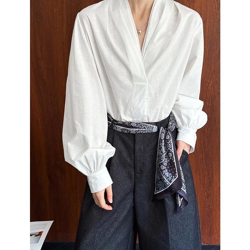 Women Casual White Color Blouses V Neck Puff Sleeve Office Blouses Women s Blouses Fashion Shirts Roupa M белый